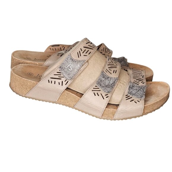 Josef Seibel Tonga Slide Sandal Women's Size US 11 Leather Comfort Shoes Beige - Picture 1 of 14